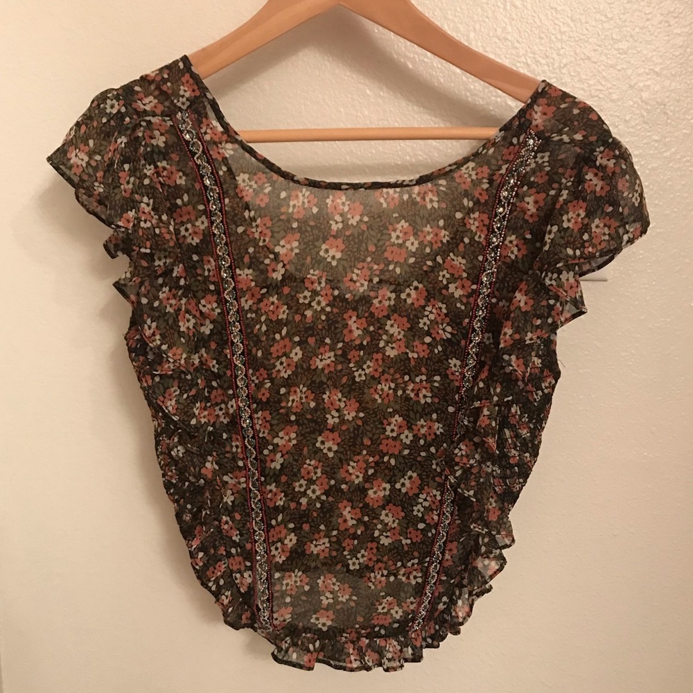 flower/beaded blouse/crop top